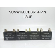 SUNWHA CBB61 4 PIN FAN CAPACITOR MOTOR AIRCOND (1.8UF)