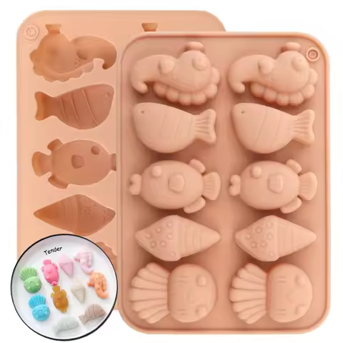 1 Piece Silicone Ocean Animal Chocolate Candy Mold Thick Non-Stick Cake Mold for Making Chocolate Ca