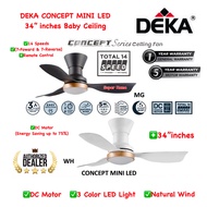 Deka CONCEPT MINI LED Deka LED Fan 34 inch 3 Blades DC Motor Ceiling Fan with Remote Control ((3 Color LED Light)) - 14 Speeds (7 Forward + 7 Reverse) - ((New Model))