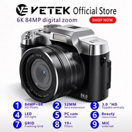 VETEK9 Camera 84MP Digital Camera 6K Camera 3.0 Flip Touch Screen 18X Digital Zoom