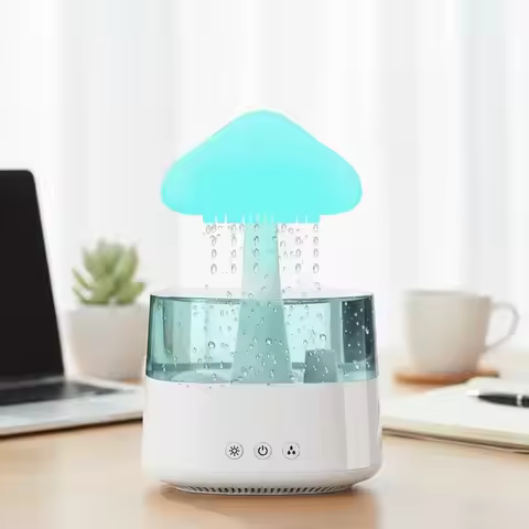 Cloud Rain Humidifier for Bedroom with Soothing Rain Sounds, Water Drip Mushroom Humidifiers 7 Color