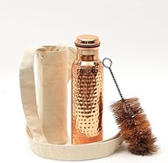 AVA DESIGNZ CLEO HOME (32 Oz/950 ml) Handcrafted Hammered-100% Ayurvedic Copper Water Bottle with Cleaning Brush and Canvas Bag | Lab-Tested, Leak-Proof Bottle