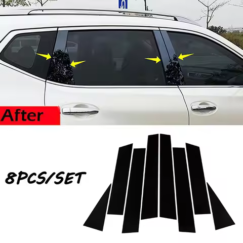 8Pcs Set Gloss Black Car Door Window Trim Pillar Posts Decorative Cover Trim Fit For Nissan Qashqai 
