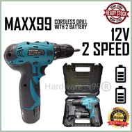 MAXX99 T12 Cordless Drill 12V 2-Speed {21N.m} with 2 Batteries | MAXX99 无线电钻