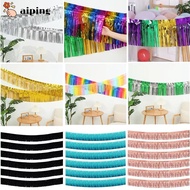 AIPING Tinsel Fringe Garland, Shiny Metallic Lightweight Foil Fringe Garland,  Self Adhesive Backing