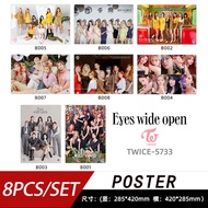 KPOP TWICE Album Eyes Wide Open Posters Wall Sticker 8pcs/set