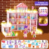 Tatajoy 222PCS Mainan Princess Castle 11 House Doll Rumah Rumahan Doll House Play House Kado Ulang T