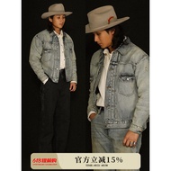Old Series TYPE2 Second Generation Heavy Industry Washing Destruction Red Ear Denim Check Denim Jack