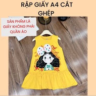 Putting A4 paper to cut and join dresses Sleeveless Flared fishtail for girls - AN27