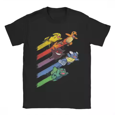 Pokemon T Shirt Men's 100% Cotton Casual T-Shirts Crew Neck Tee Shirt Short Sleeve Clothing Summer