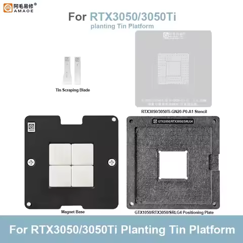 AMAOE BGA Reballing Stencil for RTX3050-3050Ti -GN20-P0-A1 GPU Template Station Positioning Plate Pl