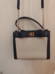 Kate spade mayfair 黑色拼米色蝴蝶結側背包 手提包