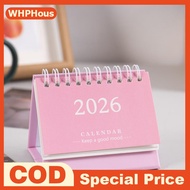 WHPHous 2026 Simple Style English Mini Desk Calendar Desktop Display Solid Color Portable Small Desk
