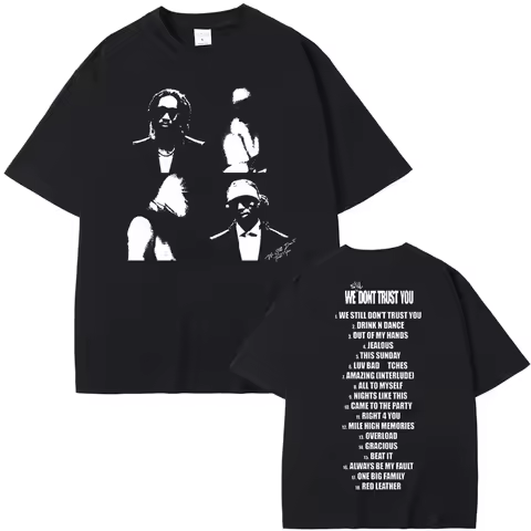 New Hot Sale Rapper Metro Boomin and Future We Don't Trust You Graphic Print T Shirts Men Hip Hop T-