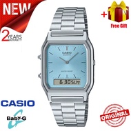 (ของแท้ 100%) นาฬิกา Casioคาสิโอ นาฬิกาข้อมือผู้หญิง สายสเตนเลส สีทอง AQ230 รุ่น AQ-230A-2A1 คาสิโอ