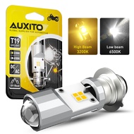 AUXITO 1PCS T19 P15D LED Motorcycle Headlight Dual Color 3200K 6500 White 9-30 V
