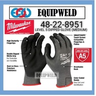 MILWAUKEE 48-22-8951 MEDIUM GRAY NITRILE LEVEL 5 CUT RESISTANT DIPPED WORK GLOVES (M SIZE) PROTECTIVE GEAR PROTECT GLOVE