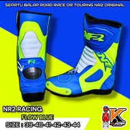 ROAD RACE OR TOURING RACING SHOES/BOOTS SAFETY BIKERS NR2 ORIGINAL FLOW BLUE