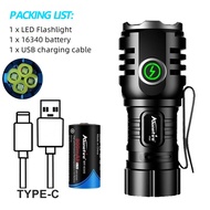 Alonefire H64 4LED Mini Flashlight Powerful Type-C Rechargeable Waterproof Torch XTE 4000LM