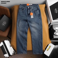 [WIDE FORM] Heboz D002 dark blue straight jeans, men's straight denim wash jeans - 00002579