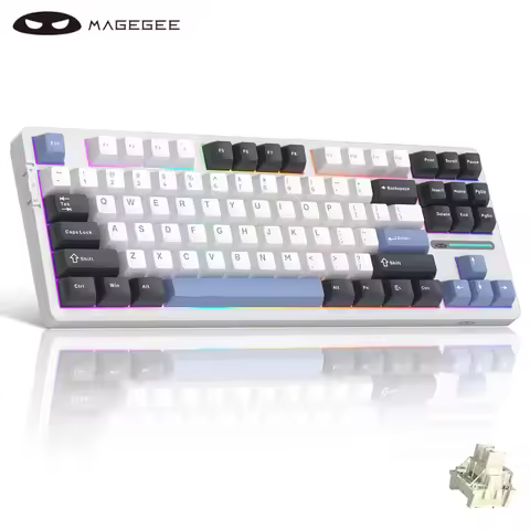 MageGee Light87 Wireless Mechanical Keyboard 2.4G/USB-C/BT5.0 Hot-swappable 87Keys RGB Gaming Gasket