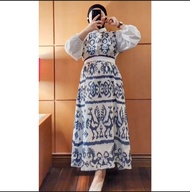 LYANA DRESS TENUN MOTIF SUMBA - WHITE GREY
