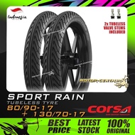 TAYAR KOMBO CORSA TUBELESS TYRE SPORT RAIN 80/90-17 + 130/70-17 FOR RS150 RSX Y15ZR Y16ZR VF3I RFS150I RS150R RS-X