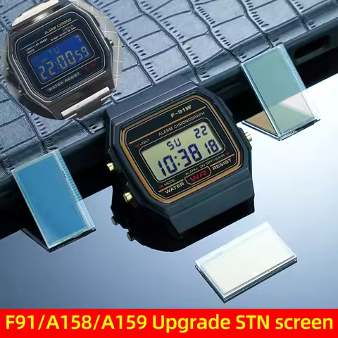 For Casio F-91W F-105 A158 A159 A168 STN LCD Screen Watch Mod Transparent Original Contrast Display 