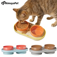 AimayaPet Pet Two-tone Double Bowl Neck-Protective & Anti-Spill Dog Cat Bowl - 3 Colors