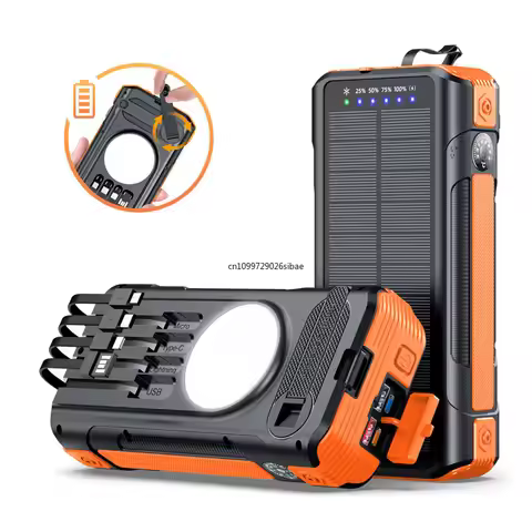 40000mAh Large Capacity Solar Power Bank Portable Charger Fast Charging Powerbank With Cables for iP