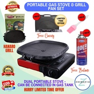 SAMGYUPSAL GRILL PAN + SINGLE STOVE Best for Samgyupsal, Samgyupsal, Portable, Portable Gas Stove, Stovetop Grill Pan, Barbeque BBQ, Korean Samgyeopsal Set, Non-stick, Butane Gas Stove with Griller, Butane Gas Grill Pan Set I Samgyup Sal Set With free
