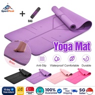 🇸🇬8mm TPE Yoga Mat | Anti-Slip Sports Fitness Mat | 8mm Thick Exercise Mat | Yoga Pilate Gym Mat瑜伽垫