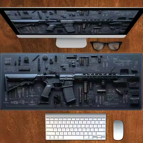 Gun Large Washable Mouse Pad Rubber Non-Slip Desk Gadgets Pc Setup Accessories Office Mouse Mat Setu