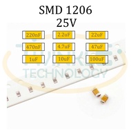 Capacitor SMD 1206 25V C0G/NP0/X7R 220nF 470nF 1uF 2.2uF 4.7uF 10uF 22uF 47uF 100uF
