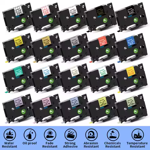 6/9/12/18/24mm for Brother Tape 12mm Compatible tze Label Tape tze231 221 for Ptouch PTH110 H107 P71