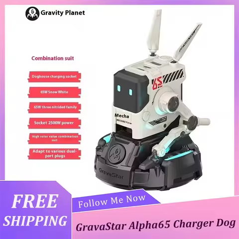 GravaStar Alpha65 65W GaN Charger Dog Nitrogen Design Fast Type C Wall Plug for iPhone Huawei Xiaomi