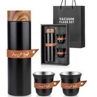 3pcs Coffee Gift Set, Includes 1pc 400ml Stainless Steel Water Bottle And 2pcs 80ml Coffee Cups, Fla