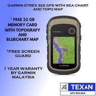Garmin eTrex 32x GPS Free 32gb Card & Screen Protector Preloaded Sea Chart and Topo Maps