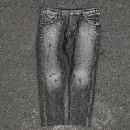 Evisu JEANS DENIM SKENA BOXY GOMBRONG STONE WASHED FADING RIPPED DISTRESSED CASUAL PANTS TROUSER LUX