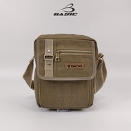 Baepack Men's Canvas Sling Bag Hanzo Khaki Original Basicbag / Men's Canvas Shoulder Bag / Adult Can