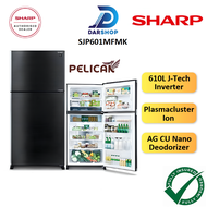 Sharp Pelican Refrigerator 2 Door Inverter 610L Fridge Peti Sejuk Peti Ais 2 Pintu Inverter Murah 冰箱 SJP601MFMK