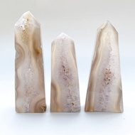 Gray Banded Agate Druzy Quartz Amethyst Crystal Point/Tower Crystal Crystals Wand Cave Clear Rainbow Agate CP