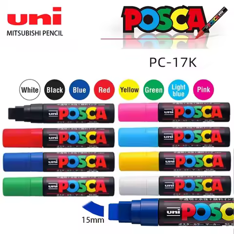 Japan UNI POSCA Markers PC-17K Poster Waterborne Advertising Pen/Graffiti/Drawing Multicolor 15mm Ar