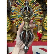 Pure Iron Nine-Strand Skull Gilt Vajra (19.5cm) Nepal