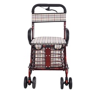 QM🍡Elderly Walker Walking Aids Trolley Elderly Shopping Cart Folding Lightweight Manual Wheelchair EPBT