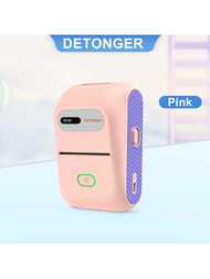 DETONGER DP26 粉色隨身標籤機，可無線使用，適用於家庭商業多功能迷你手持條形碼價格自黏熱敏標籤紙智能打印機，母親節快樂禮物