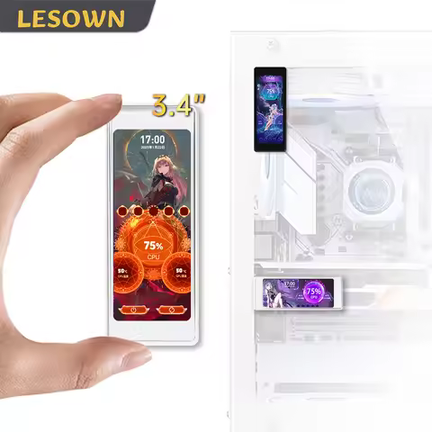 LESOWN 3.4 Inch LCD Screen CPU Temperature Monitor Panel 376x960 HD Resolution USB Mini Display Narr