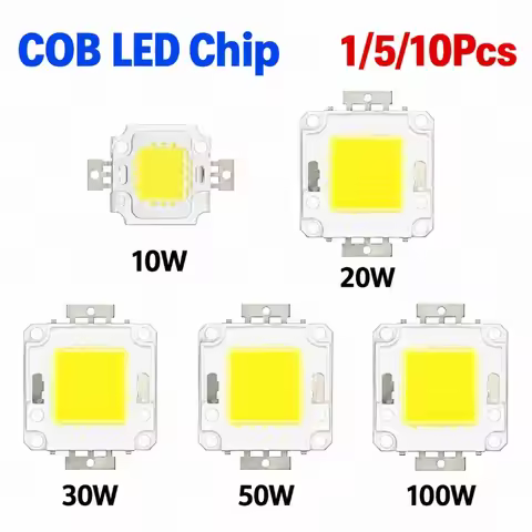 1/5/10Pcs High Power COB LED Chip DC10-12V / DC30-32V 10W 20W 30W 50W 100W Warm White Cold White DIY