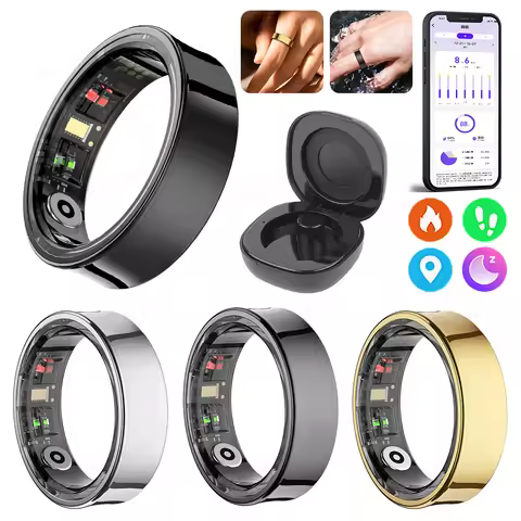 R09 Smart Ring Men Women Charging Case Skin Temperature Health Sleep Monitor 5ATM Waterproof Camera 