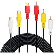 AV Extension Cable - Gold Plated 3 RC-A Male to 3 RC-A Female Audio Video Extension Cable 3RC-A Male